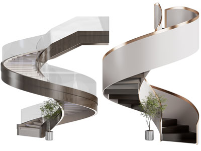 现代旋转楼梯3d模型 现代旋转楼梯