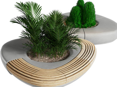 现代户外花坛公共椅子