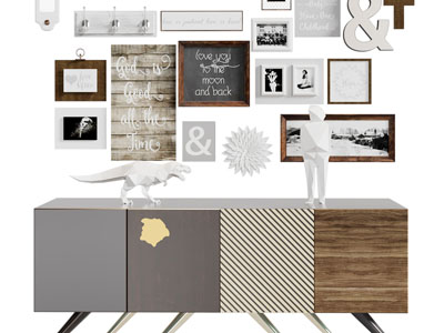 现代电视柜、照片墙