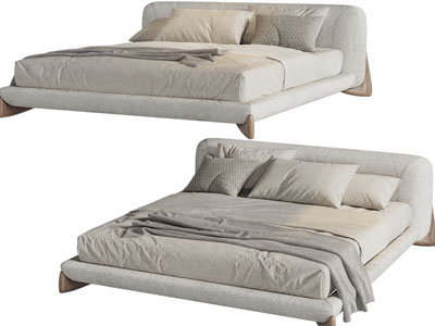 侘寂风布艺双人床