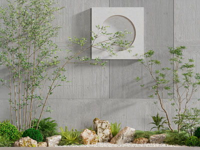 现代花草树木、石头景观园艺小品