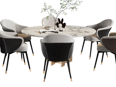 现代圆形餐桌椅组合
