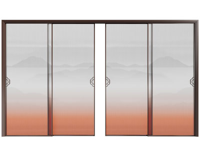 新中式渐变玻璃推拉门