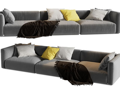 现代布艺多人沙发