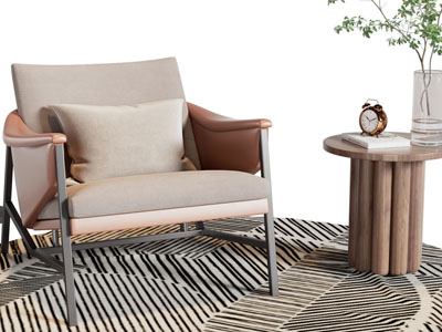 现代休闲椅子、边几