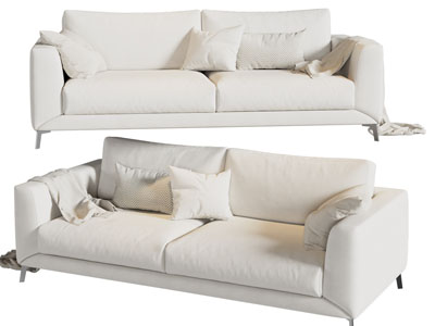 现代白色双人沙发3d模型 现代白色双人沙发