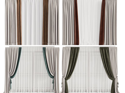 现代撞色布艺窗帘窗纱