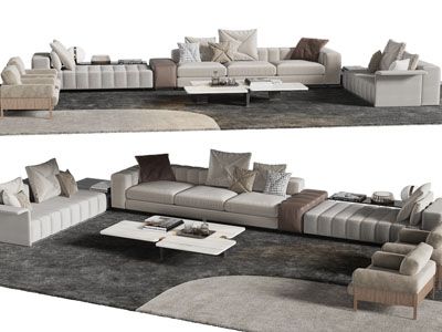 现代多人沙发、茶几组合