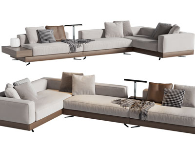 现代布艺转角多人沙发