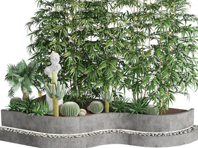 现代竹子、多肉景观园艺小品