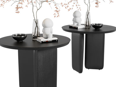现代黑色圆形茶几3d模型 现代黑色圆形茶几