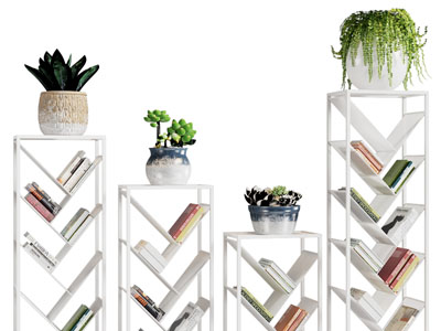 现代书架、盆栽