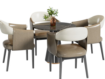 现代圆形餐桌椅组合