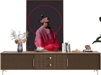 现代轻奢电视柜、摆件组合