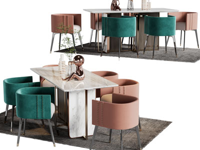 现代长方形餐桌椅组合