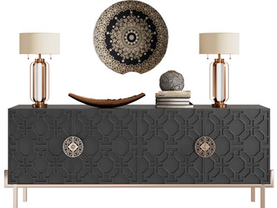 新中式电视柜、摆件组合