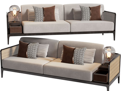 新中式双人沙发3d模型 新中式双人沙发