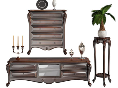 欧式实木电视柜、边柜