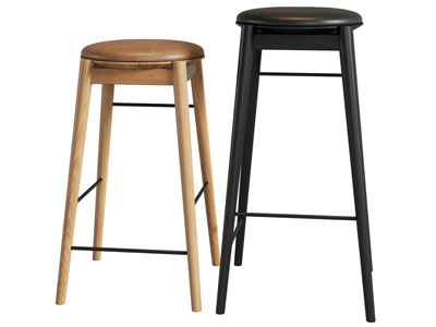 北欧圆形实木吧凳