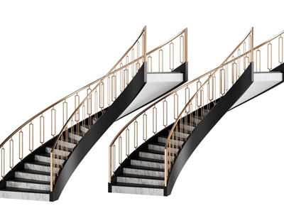 现代轻奢旋转楼梯3d模型 现代轻奢旋转楼梯