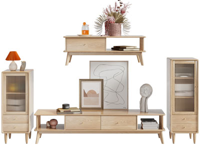 北欧电视柜、边柜、摆件组合