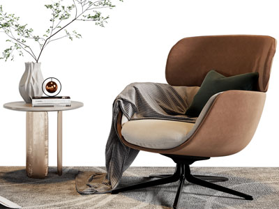 现代休闲椅子、边几