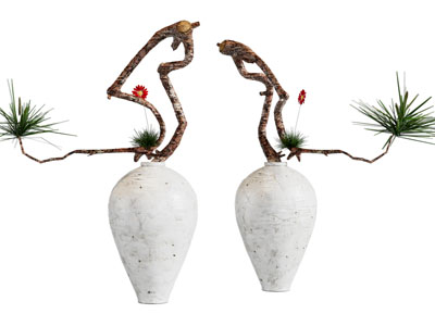 新中式陶艺器皿干枝摆件