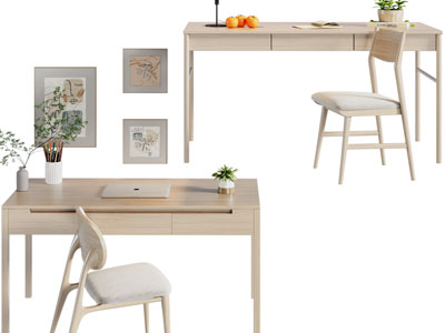 北欧实木书桌椅组合