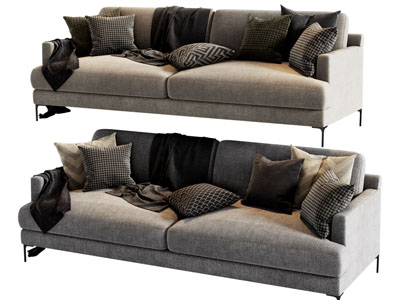 现代布艺双人沙发3d模型 现代布艺双人沙发