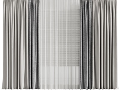 现代布艺窗帘窗纱、百叶窗帘