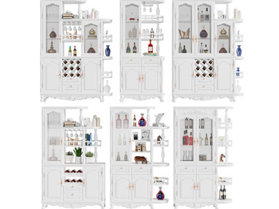 简欧白色酒柜