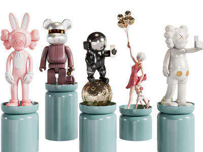 现代kwas公仔、暴力熊雕塑雕刻摆件组合