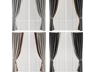 现代撞色窗帘窗纱