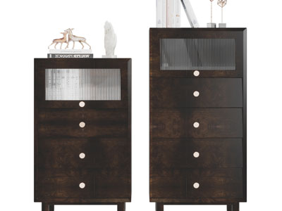 现代实木边柜、斗柜