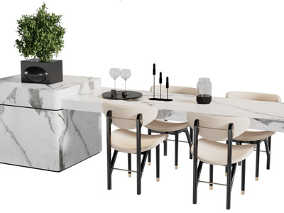 现代大理石餐桌椅组合