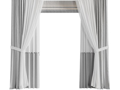 新中式波浪图案的窗帘窗纱