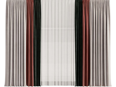 现代撞色拼接窗帘窗纱