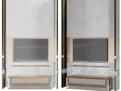 现代电视背景墙3d模型 现代电视背景墙