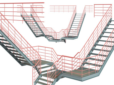 工业风loft转角旋转楼梯3d模型 工业风loft转角旋转楼梯