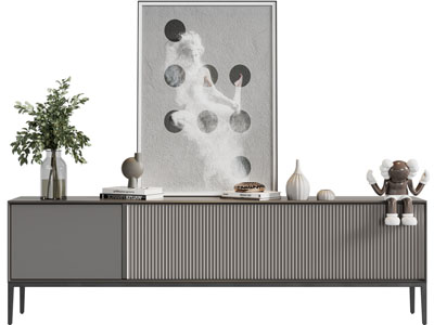 现代电视柜、摆件组合