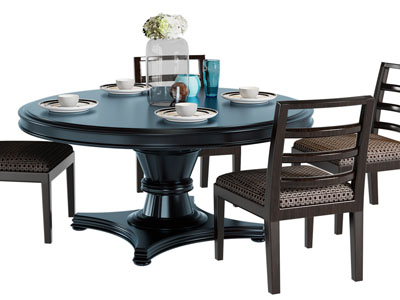 美式圆形餐桌椅组合