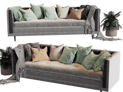 现代布艺多人沙发