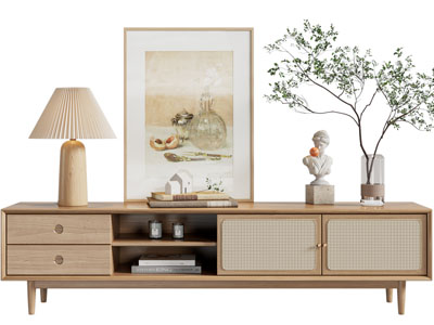 侘寂风电视柜、摆件组合