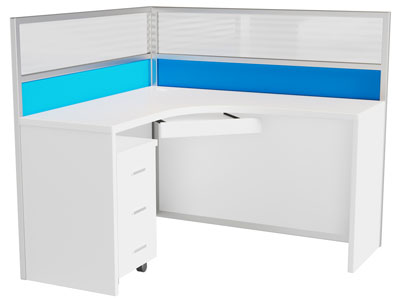 现代带隔断的办公桌