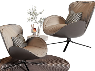 现代休闲椅子、边几