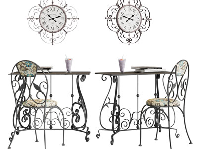 欧式铁艺书桌椅组合