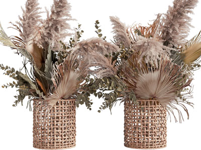 现代藤编花瓶花卉