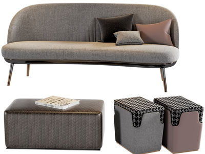 现代多人沙发、沙发凳