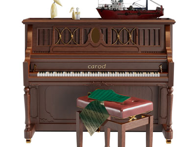 美式实木钢琴、琴凳