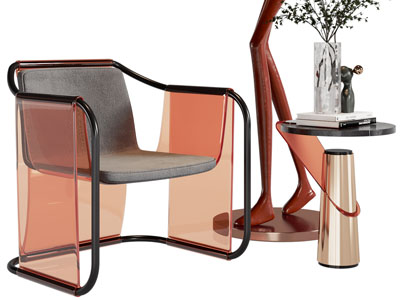 现代休闲椅子、边几